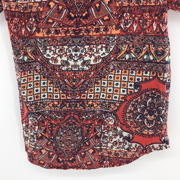 Lucky Brand Los Angeles, CA Orange Print Top Artsy Size Large Boho - Picture 8 of 10